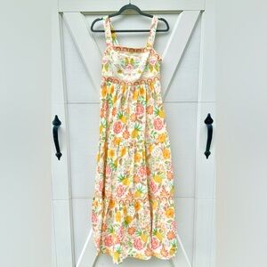 Rachel Zoe Floral Pineapple Embroidered Maxi Deess